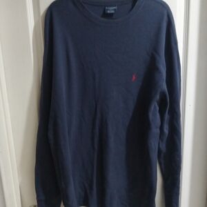 Men's Ralph Lauren "POLO"Navy Blue Long Sleeve Shirt with Red Logo